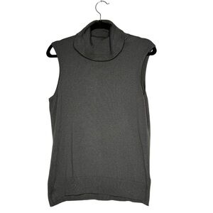 Cable & Gauge Olive Green Sleeveless‎ Turtleneck Sweater Top L Soft Knit